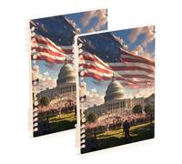 Amooorous A5 size 4th Of July Independence Day White House large notebooks 8.3" x 5.7", hard cover composition notebook wide ruled 60 sheets for travel&writing 2 pack