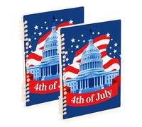 Amooorous A5 size 4th Of July Independence Day White House ruled notebook 8.3" x 5.7", sturdy subject college ruled notebook 60 sheets for diary&to do list 2 pack