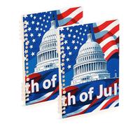 Amooorous A5 size 4th Of July Independence Day White House spiral notebooks college 8.3" x 5.7", wire-bound school supplies for college 60 sheets for working&classroom 2 pack