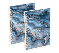 Amooorous A5 size A Closeup Of An Abstract Marble Pattern notebook wide ruled 8.3" x 5.7", wire-bound subject spiral notebook wide 60 sheets for diary&to do list 2 pack