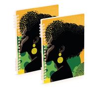 Amooorous A5 size Art Yello Green Beauty school notebook 8.3" x 5.7", wire-bound subject spiral notebook college 60 sheets for working&classroom 2 pack