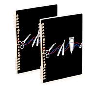 Amooorous A5 size Barber Tools with Red Blue Wave Graphic notebook spiral 8.3" x 5.7", sturdy school supplies for college 60 sheets for travel&writing 2 pack