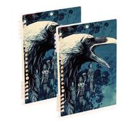 Amooorous A5 size Bird Night Bloody school notebook 8.3" x 5.7", wear-resistant single subject spiral notebook 60 sheets for travel&writing 2 pack