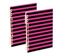 Amooorous A5 size Black and Pink Rule Lines lined notebook 8.3" x 5.7", hard cover subject notebooks college ruled 60 sheets for diary&to do list 2 pack