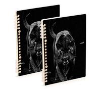 Amooorous A5 size Black Leopard Predator Art wide ruled notebook 8.3" x 5.7", wear-resistant college ruled spiral notebook 60 sheets for travel&writing 2 pack