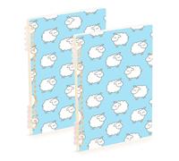 Amooorous A5 size Blue Cartoon Sheep notebooks spiral 8.3" x 5.7", wear-resistant school supplies for college 60 sheets for working&classroom 2 pack