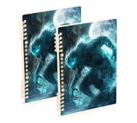 Amooorous A5 size Blue Glitter Evil monsters spiral notebook 8.3" x 5.7", sturdy college ruled spiral notebook 60 sheets for working&classroom 2 pack