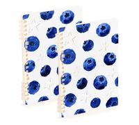 Amooorous A5 size Blueberry Star bound notebooks 8.3" x 5.7", wire-bound subject college ruled spiral 60 sheets for planner&business 2 pack