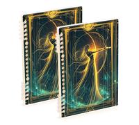 Amooorous A5 size Boho Tarot Astrology Golden Warrior journal notebook 8.3" x 5.7", hard cover school supplies for college 60 sheets for diary&to do list 2 pack