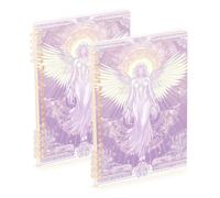 Amooorous A5 size Boho Tarot Astrology Pink Purple Angel notebook wide ruled 8.3" x 5.7", wire-bound subject notebooks college ruled 60 sheets for diary&to do list 2 pack