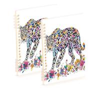 Amooorous A5 size Boho Vibrant Multicolor Leopard subject notebooks college 8.3" x 5.7", wire-bound college ruled spiral notebook 60 sheets for diary&to do list 2 pack