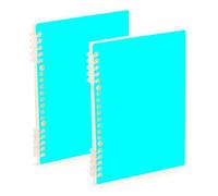 Amooorous A5 size Bright Blue Solid Color spiral notebook 8.3" x 5.7", wear-resistant spiral notebooks wide ruled 60 sheets for school&office 2 pack