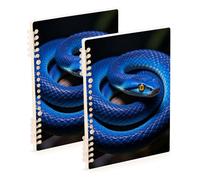 Amooorous A5 size Bright Blue vipers Snake spiral notebooks college 8.3" x 5.7", wire-bound single subject spiral notebook 60 sheets for working&classroom 2 pack
