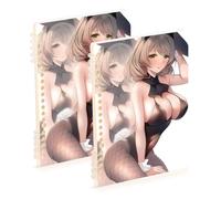 Amooorous A5 size Bunny Anime Girl Sexy notebook spiral 8.3" x 5.7", wire-bound subject college ruled spiral 60 sheets for working&classroom 2 pack