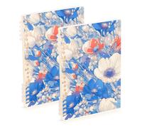 Amooorous A5 size Cartoon Anemone 4th Of July Independence Day White large notebooks 8.3" x 5.7", hard cover spiral notebooks wide ruled 60 sheets for travel&writing 2 pack