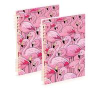 Amooorous A5 size Cartoon Cute Flamingos Pink notebook spiral 8.3" x 5.7", wear-resistant composition notebook wide ruled 60 sheets for diary&to do list 2 pack