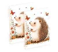 Amooorous A5 size Cartoon Cute Hedgehog notebooks college 8.3" x 5.7", sturdy college ruled spiral notebook 60 sheets for working&classroom 2 pack