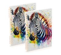 Amooorous A5 size Cartoon Cute Mighty zebras White large notebooks 8.3" x 5.7", wear-resistant school supplies for college 60 sheets for planner&business 2 pack