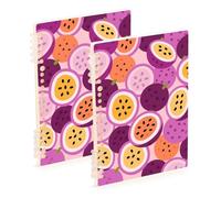 Amooorous A5 size Cartoon Cute Passion Fruit Purple notebook spiral 8.3" x 5.7", sturdy subject spiral notebook wide 60 sheets for school&office 2 pack
