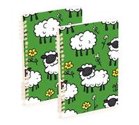 Amooorous A5 size Cartoon Cute White Sheep notebooks for school 8.3" x 5.7", sturdy college ruled spiral notebook 60 sheets for travel&writing 2 pack