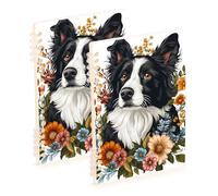 Amooorous A5 size Chand Drawn Dog Face Floral college notebooks 8.3" x 5.7", wire-bound subject college ruled spiral 60 sheets for school&office 2 pack