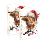 Amooorous A5 size Christmas Highland Cow journal notebook 8.3" x 5.7", wear-resistant subject college ruled spiral 60 sheets for planner&business 2 pack