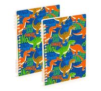 Amooorous A5 size Colorful Cartoon Dinosaurs Seamless Pattern composition notebooks 8.3" x 5.7", sturdy subject spiral notebook college 60 sheets for diary&to do list 2 pack