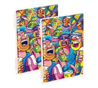 Amooorous A5 size Colorful Strange Friends notebook spiral 8.3" x 5.7", hard cover single subject spiral notebook 60 sheets for working&classroom 2 pack