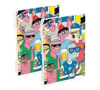 Amooorous A5 size Colorful Strange Friends spiral notebook 8.3" x 5.7", wear-resistant single subject spiral notebook 60 sheets for planner&business 2 pack