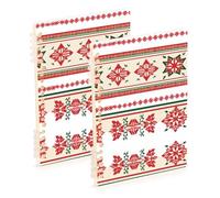 Amooorous A5 size Country Style Flower Red and Green notebooks for school 8.3" x 5.7", wear-resistant subject spiral notebook wide 60 sheets for working&classroom 2 pack