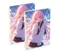 Amooorous A5 size Cute Anime Girl Winter notebooks for school 8.3" x 5.7", wire-bound subject notebooks college ruled 60 sheets for planner&business 2 pack