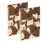 Amooorous A5 size Cute Cartoon Hedgehog notebook wide ruled 8.3" x 5.7", wire-bound subject notebooks college ruled 60 sheets for school&office 2 pack