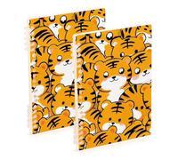 Amooorous A5 size Cute Cartoon Tigers journal notebook 8.3" x 5.7", hard cover school supplies for college 60 sheets for planner&business 2 pack