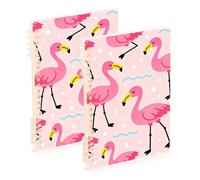 Amooorous A5 size Cute Pink Flamingos notebooks for school 8.3" x 5.7", wear-resistant composition notebook wide ruled 60 sheets for working&classroom 2 pack