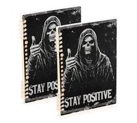 Amooorous A5 size Death God Black Skull Gothic college notebook 8.3" x 5.7", sturdy composition notebook wide ruled 60 sheets for travel&writing 2 pack