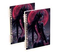 Amooorous A5 size Demon Sexy Beauty spiral notebooks college 8.3" x 5.7", wire-bound college ruled spiral notebook 60 sheets for diary&to do list 2 pack