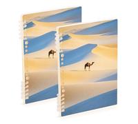 Amooorous A5 size Desert Camel Art Yellow composition notebooks 8.3" x 5.7", wear-resistant composition notebook wide ruled 60 sheets for diary&to do list 2 pack