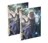 Amooorous A5 size Fairy Game Anime Girl Silver subject notebooks college 8.3" x 5.7", wire-bound subject college ruled notebook 60 sheets for diary&to do list 2 pack