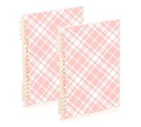 Amooorous A5 size Flesh Pink Checkerboard spiral notebook wide 8.3" x 5.7", wire-bound subject spiral notebook college 60 sheets for planner&business 2 pack