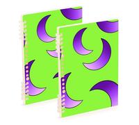 Amooorous A5 size Fluorescent Green Moon Graffiti journaling notebooks 8.3" x 5.7", wire-bound subject spiral notebook college 60 sheets for working&classroom 2 pack