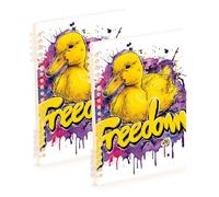 Amooorous A5 size Freedom Duck Yellow bound notebook 8.3" x 5.7", wire-bound college ruled spiral notebook 60 sheets for diary&to do list 2 pack
