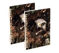 Amooorous A5 size Funny Falcon 3d Art college notebooks 8.3" x 5.7", hard cover college ruled spiral notebook 60 sheets for school&office 2 pack
