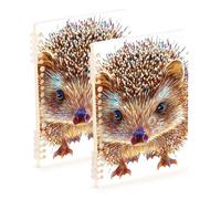 Amooorous A5 size Fuuny Hedgehog Realistic Style orange spiral notebook 8.3" x 5.7", hard cover wide ruled spiral notebook 60 sheets for travel&writing 2 pack