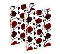 Amooorous A5 size Goth Red Black Halloween Thorn Rose spiral notebooks 8.3" x 5.7", hard cover college ruled spiral notebook 60 sheets for travel&writing 2 pack