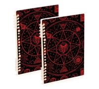 Amooorous A5 size Gothic Red Black Halloween Tarot Astrology notebooks wide 8.3" x 5.7", wire-bound single subject spiral notebook 60 sheets for diary&to do list 2 pack