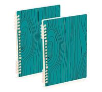 Amooorous A5 size Green Wood Annual Grain notebook wide 8.3" x 5.7", wire-bound subject spiral notebook wide 60 sheets for planner&business 2 pack