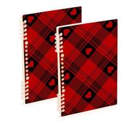 Amooorous A5 size Happy Valentine Buffalo Plaid Tartan Check Scotland composition notebook 8.3" x 5.7", wire-bound college ruled spiral notebook 60 sheets for planner&business 2 pack