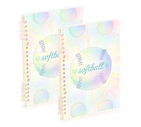 Amooorous A5 size I Love Softball bound notebook 8.3" x 5.7", wire-bound subject notebooks college ruled 60 sheets for diary&to do list 2 pack
