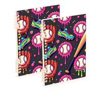 Amooorous A5 size Ice Cream Drip Baseball large notebooks 8.3" x 5.7", wire-bound composition notebook wide ruled 60 sheets for planner&business 2 pack