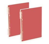 Amooorous A5 size Indian Red Solid Color Pure Plain wide ruled spiral 8.3" x 5.7", wear-resistant subject college ruled notebook 60 sheets for travel&writing 2 pack